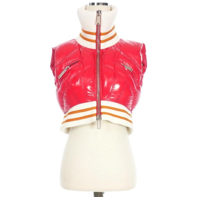 【中古】ディースクエアード DSQUARED2 23AW Fuckin' Freezing クロップド 中綿ベスト ジャケット 38 レッド