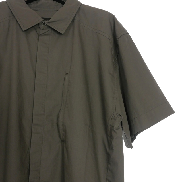 【中古】未使用品 エンタイアスタジオ entire studio ZIP POCKET SHORT SLEEVE SHIRT 半袖シャツ S ダークグレーES2269_2