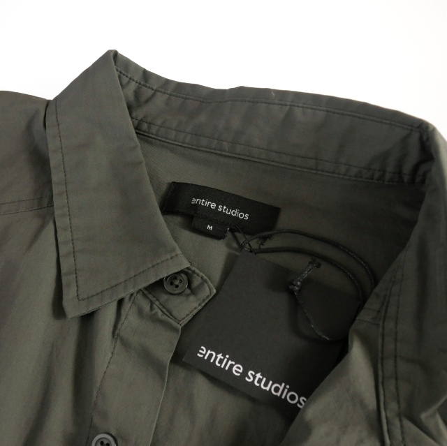 【中古】未使用品 エンタイアスタジオ entire studio ZIP POCKET SHORT SLEEVE SHIRT 半袖シャツ M グレー ES2269_3