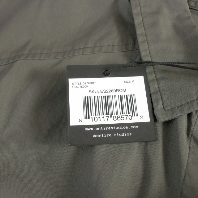 【中古】未使用品 エンタイアスタジオ entire studio ZIP POCKET SHORT SLEEVE SHIRT 半袖シャツ M グレー ES2269_4
