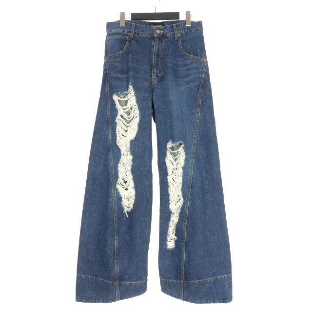 【中古】未使用品 ユウキハシモト YUKI HASHIMOTO TWISTED JEANS ダメージ デニムパンツ ジーンズ 46 インディゴ PT-01-0003D メンズ