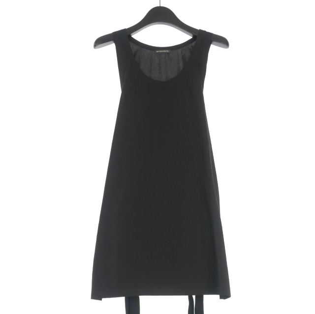 【中古】未使用品 ANN DEMEULEMEESTER 24SS SYLVAIN FLUID BELTING TANK TOP LIGHT タンクトップ ノースリーブカットソー 46 ブラック