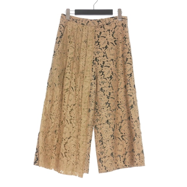 【中古】エムエスジーエム MSGM レース ワイドパンツ スラックス 42 ピンクベージュ 2041MDB07 レディース