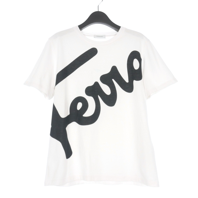 【中古】サルヴァトーレフェラガモ Salvatore Ferragamo 23SS ロゴプリントTシャツ カットソー 半袖 L ホワイト 白