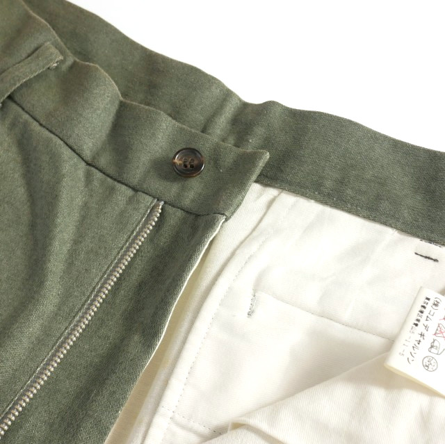 AD1999 コムデギャルソンオム 綿麻スラックス カーキグレー M 田中オム AD1999 コムデギャルソンオム 綿麻スラックス カーキグレー M 田中オム