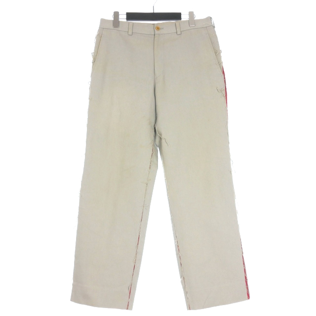 【中古】コムデギャルソンオム COMME des GARCONS HOMME 03SS 田中オム 裁ち切り サイドメッシュ ラインパンツ