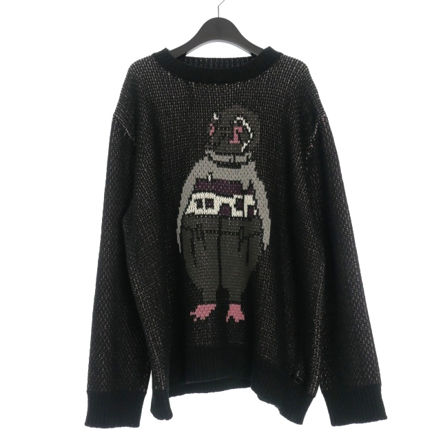 【中古】シンヤコズカ SHINYA KOZUKA 25AW Baggy And Hammershoi グラフィックニット セーター 長袖 M ブラック 黒