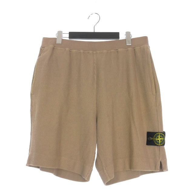 【中古】ストーンアイランド STONE  23SS ロゴパッチ リブニットショーツ ハーフパンツ L ベージュ 781565756 国内正規 メンズ