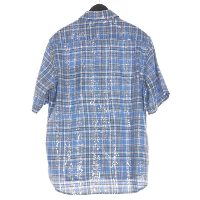 【中古】エーエフビー AFB SPANGLE SS SHIRTS チェック柄 スパンコールシャツ 半袖 L ブルー 青 305402014 メンズ 中古】エーエフビー AFB SPANGLE SS SHIRTS チェック柄 スパンコール