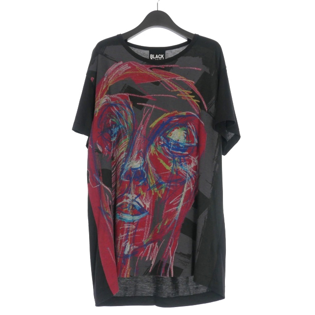 【中古】ヨウジヤマモトプールオム YOHJI YAMAMOTO POUR HOMME BLACK SCANDAL 朝倉PT 赤顔半袖 3 ブラック