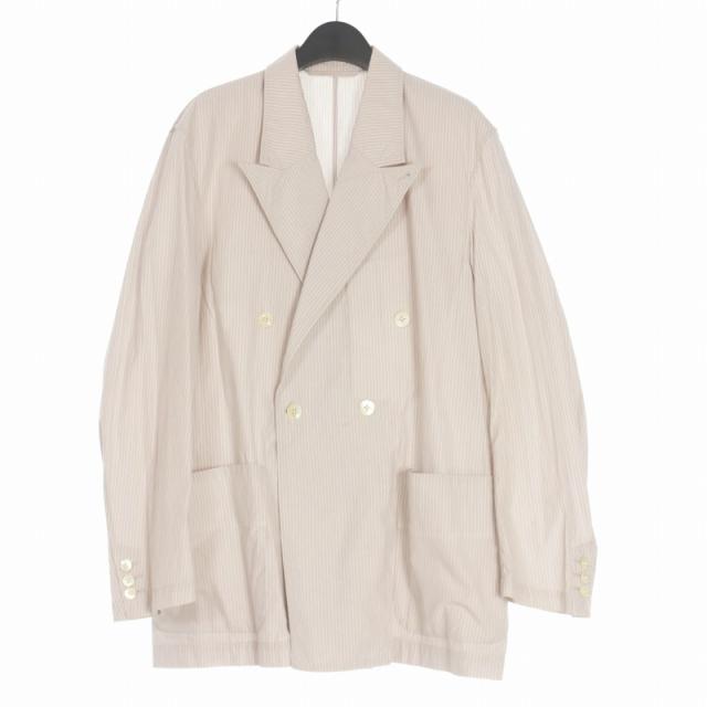 【中古】ヨーク YOKE STRIPE DOUBLE BRESTED SHIRT JACKET シャツジャケット ブレザー 3 ベージュ YK22SS0331J メンズ