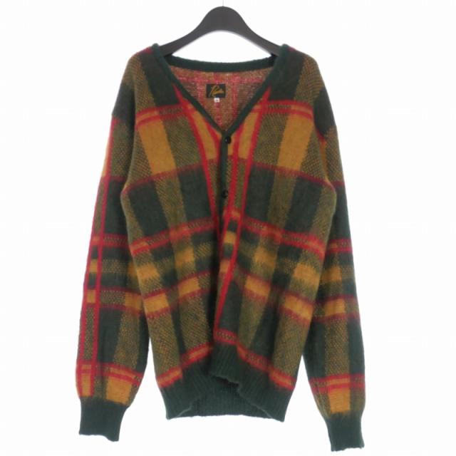 【中古】 ニードルズ Needles 22AW Mohair Cardigan Tartan チェック柄 モヘアカーディガン ニット セーター M グリーン