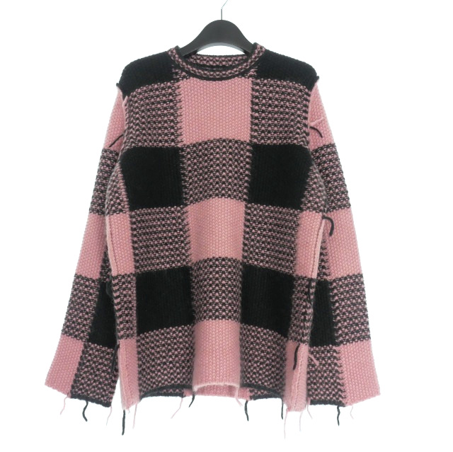【中古】レッド ヴァレンティノ RED VALENTINO 23AW チェック柄 プルオーバーニット セーター 長袖 M ピンク/ブラック