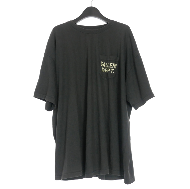 【中古】ギャラリーデプト GALLERY DEPT ロゴ ポケットTシャツ カットソー 半袖 L ブラック メンズ