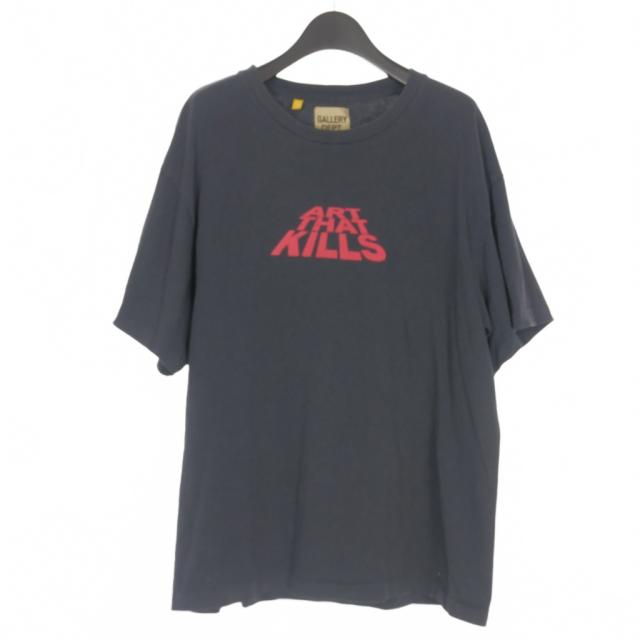 【中古】ギャラリーデプト GALLERY DEPT ART THAT KILLS プリント ショートスリーブTシャツ カットソー 半袖 L 紺