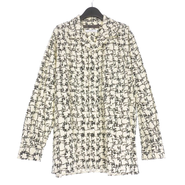 【中古】未使用品 ワイズフォーメン Y's for men × マシス MASSES COTTON PIGMENT PRINT OPEN COLLAR SHIRT 4 ホワイト