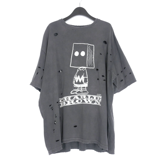 【中古】未使用品 ディスカバード DISCOVERED × ピーナッツ PEANUTS DAMAGE PIGMENT DYED TEE プリントTシャツ カットソー 3 グレー