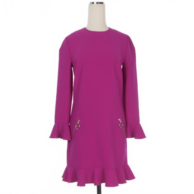 【中古】ディースクエアード DSQUARED2 23AW フリルデザイン ワンピース ドレス 長袖 38 パープル 紫 S75CV0698