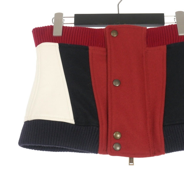 【中古】ディースクエアード DSQUARED2 23AW サイドレザー ウール チューブトップ ベアトップ 38 レッド/ネイビー/ホワイト 中古】ディースクエアード DSQUARED2 23AW サイドレザー ウール