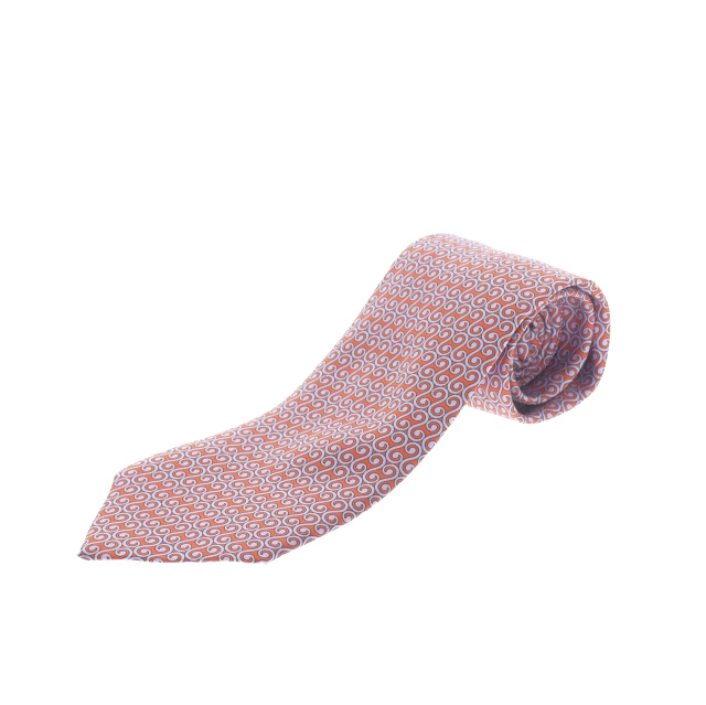 【中古】エルメス HERMES レギュラータイ シルクネクタイ S柄 渦巻き オレンジ 7921 MA  メンズ