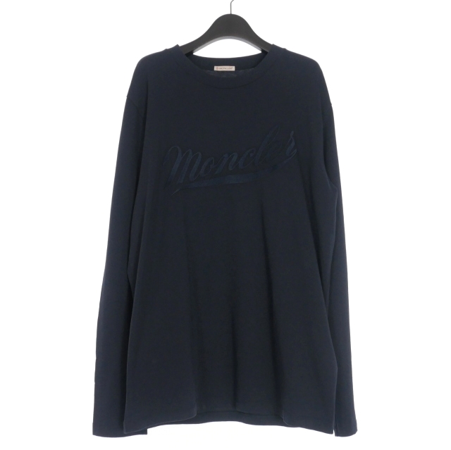 【中古】モンクレール MONCLER LS TSHITS ロゴ刺繍 ロングスリーブTシャツ カットソー 長袖 L ネイビー 紺 I10918D00002 国内正規