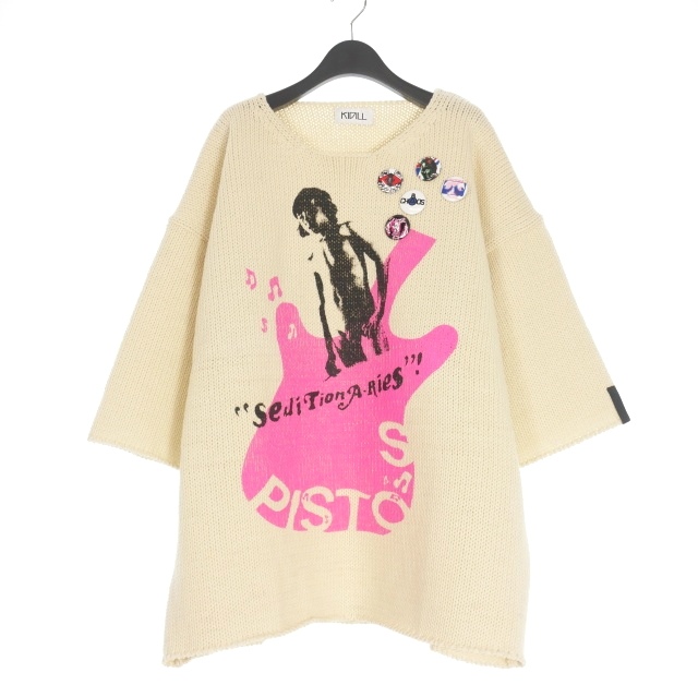 【中古】キディル KIDILL 25AW SEDITIONARIES PULLOVER KNIT プリント プルオーバーニット セーター F ホワイト 白 KL992 メンズ