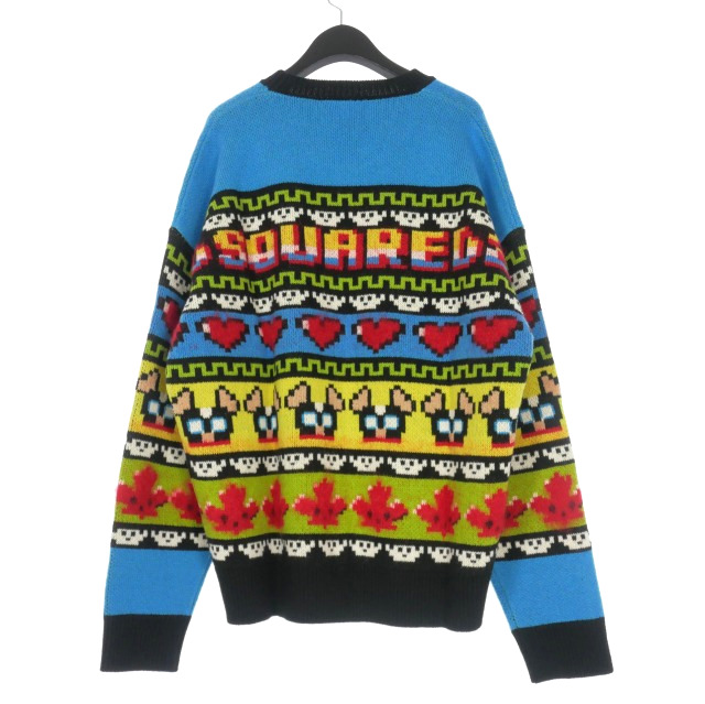 【中古】未使用品 ディースクエアード DSQUARED2 23AW CIRO CREWNECK KNIT モヘア混 マルチカラーニット セーター 中古】未使用品 ディースクエアード DSQUARED2 23AW CIRO CREWNECK