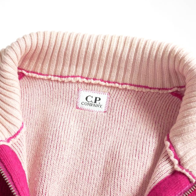【中古】シーピーカンパニー C.P.COMPANY 00s ハーフジップニット セーター ステッチ 長袖 46 ピンク 451852F7