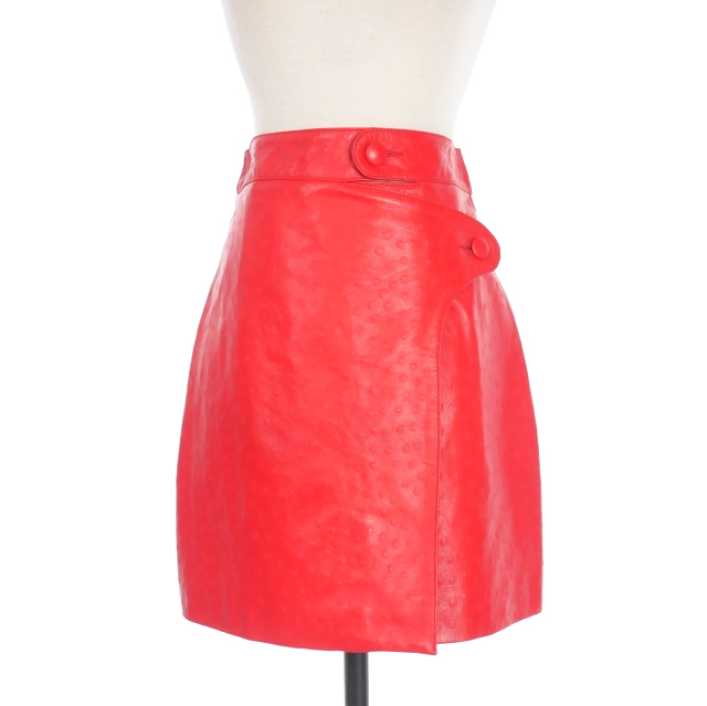 【中古】ディースクエアード DSQUARED2 23AW ミニ レザースカート38 レッド 赤 S75MA0891 国内正規 レディース