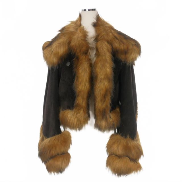 【中古】未使用品 ディースクエアード DSQUARED2 23AW Faux Fur Jean Jacket コーデュロイ ファージャケット ブルゾン