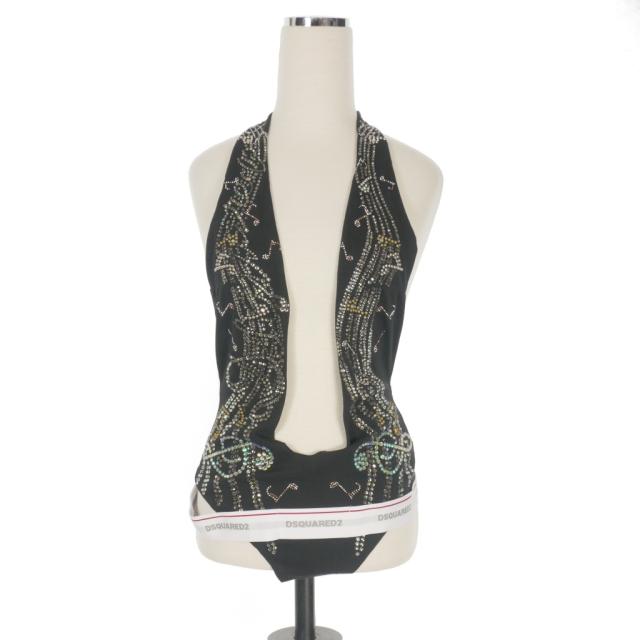【中古】未使用品 ディースクエアード DSQUARED2 23AW クリスタル装飾 ボディスーツ ノースリーブトップス XS