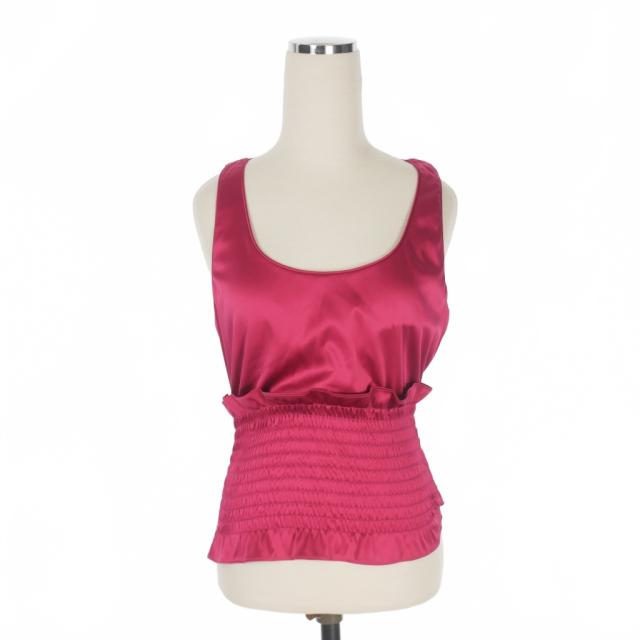 【中古】ディースクエアード 23AW ノースリーブブラウス カットソー フリル 38 ボルドー 赤 S72NC1060 国内正規