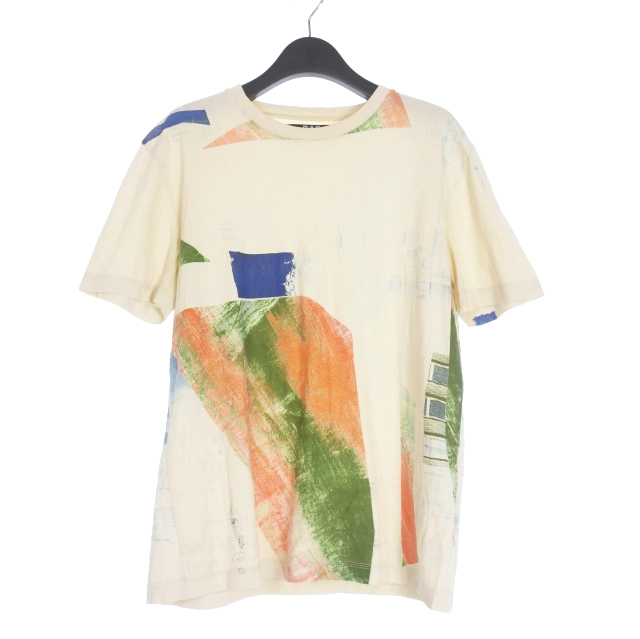 【中古】ラフ バイ ラフシモンズ RAF BY RAF SIMONS 09SS グラフィックプリント Tシャツ 半袖 S アイボリー