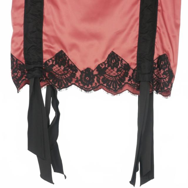 【中古】未使用品 ディースクエアード DSQUARED2 23AW Lingerie Mini リボン レース ドッキングスカート 38 カーキ/ピンク/ブラック_3