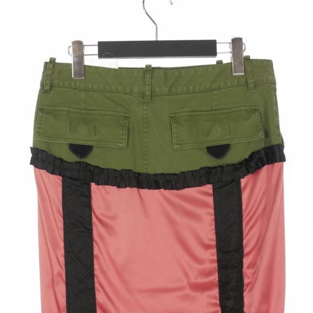 【中古】未使用品 ディースクエアード DSQUARED2 23AW Lingerie Mini リボン レース ドッキングスカート 38 カーキ/ピンク/ブラック_4