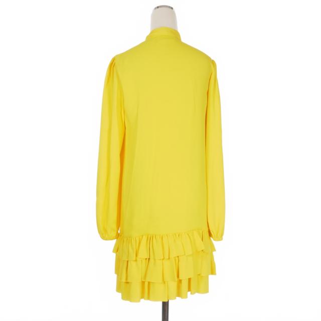 【中古】未使用品 ディースクエアード DSQUARED2 23AW Ruffled Dress リボン フリルワンピース ドレス 長袖 38 イエロー 国内正規_1