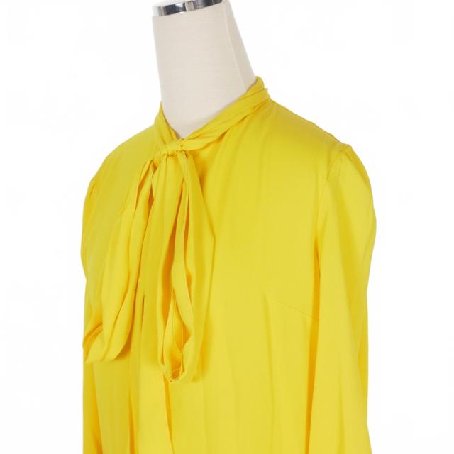 【中古】未使用品 ディースクエアード DSQUARED2 23AW Ruffled Dress リボン フリルワンピース ドレス 長袖 38 イエロー 国内正規_2