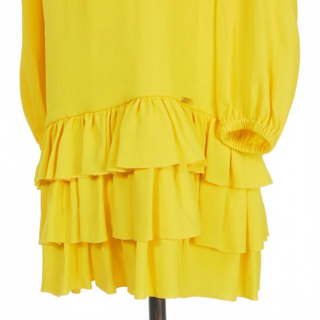 【中古】未使用品 ディースクエアード DSQUARED2 23AW Ruffled Dress リボン フリルワンピース ドレス 長袖 38 イエロー 国内正規_3