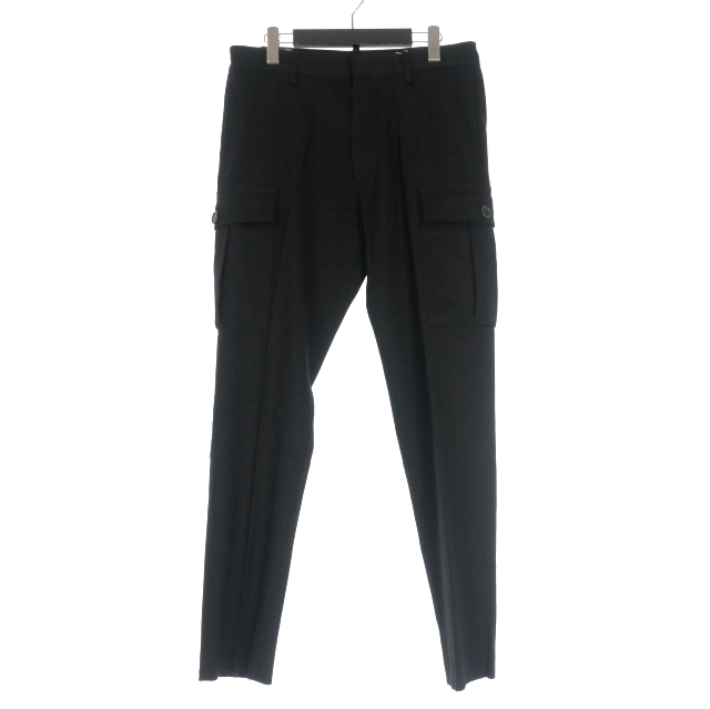 【中古】未使用品 ディースクエアード DSQUARED2 23AW Flannel Cigarette Fit Pant フランネル カーゴパンツ スラックス 46 ブラック