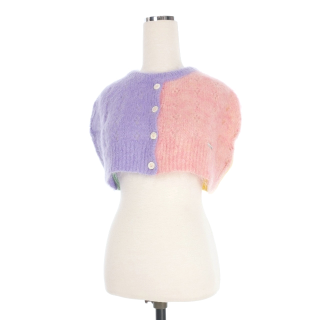 【中古】未使用品 ディースクエアード DSQUARED2 23AW Mohair Mini Cape 配色 モヘヤ ミニケープ ニット セーター XXS マルチカラー