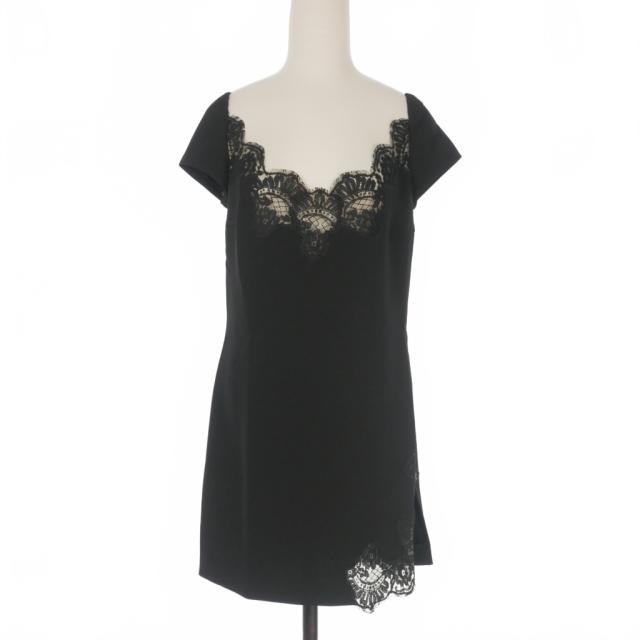 【中古】ディースクエアード DSQUARED2 23AW レース切替 フレンチスリーブワンピース ドレス 38 ブラック 黒