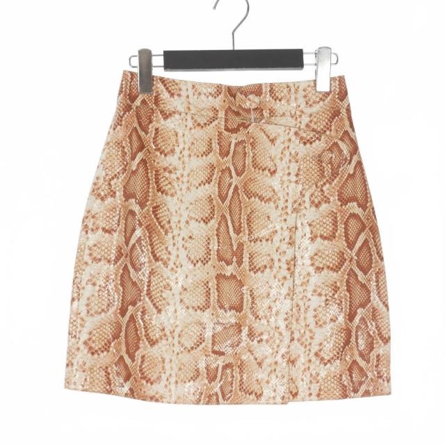 【中古】ディースクエアード DSQUARED2 23AW パイソン柄 レザーミニスカート 38 ブラウン 茶 S75MA0891 国内正規