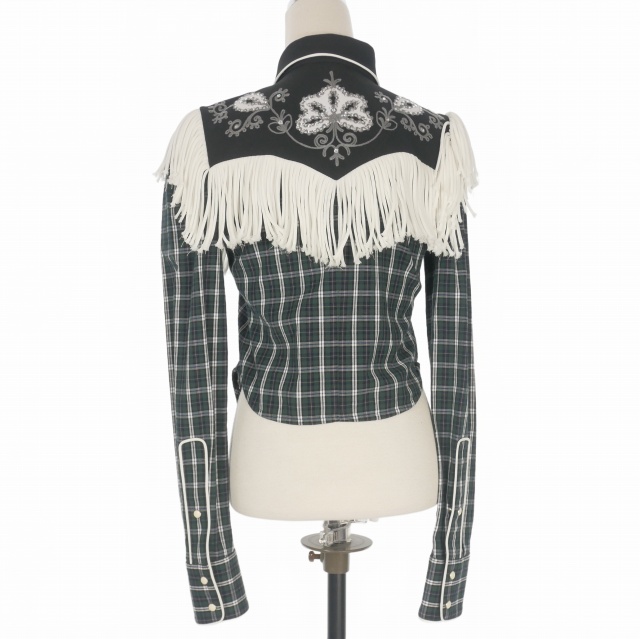【中古】未使用品 ディースクエアード DSQUARED2 23AW Cowboy Western Shirt シャツ ブラウス 長袖 38 グリーン 国内正規 中古】未使用品 ディースクエアード DSQUARED2 23AW Cowboy Western