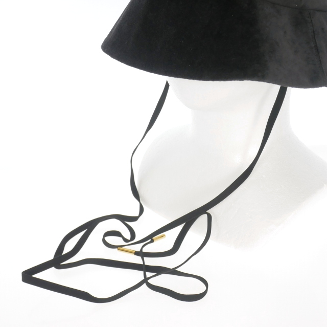 【中古】未使用品 エントワフェイン ENTWURFEIN Velonica hat ベロアハット 帽子 ONE ブラック 黒 EE04-222_3