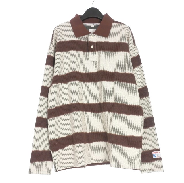 【中古】未使用品 ナパ ・バイ・マーティンローズ NAPA by Martine Rose 25AW Lion Long Sleeve Polo Shirt ポロシャツ L 茶/白