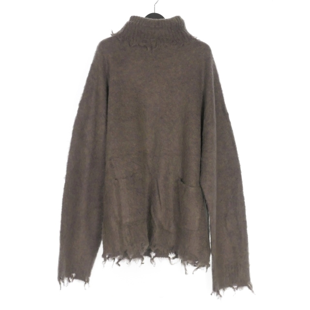 【中古】未使用品 カミヤ KAMIYA フリンジ モヘアニット セーター 長袖 M パープル/グリーン G13PO056 メンズ