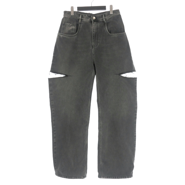 【中古】メゾンマルジェラ Maison Margiela 24SS スラッシュデニムパンツ カットアウトジーンズ 46 黒 S51LA0051