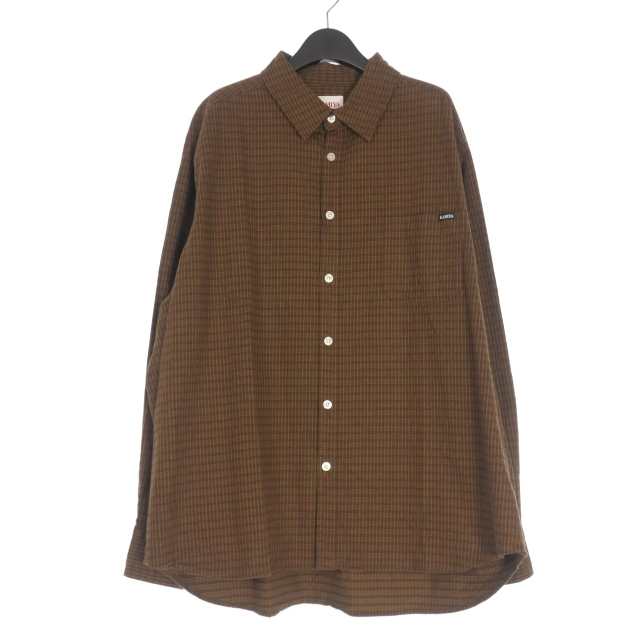 【中古】未使用品 カミヤ KAMIYA 25AW Oversized Checkedsh オーバーサイズ チェックシャツ 長袖 M ブラウン 茶 G15SH056 メンズ
