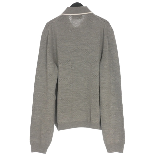 【中古】グッチ GUCCI 23AW ウール ニット ポロシャツ 長袖 Lグレー 824573 メンズ