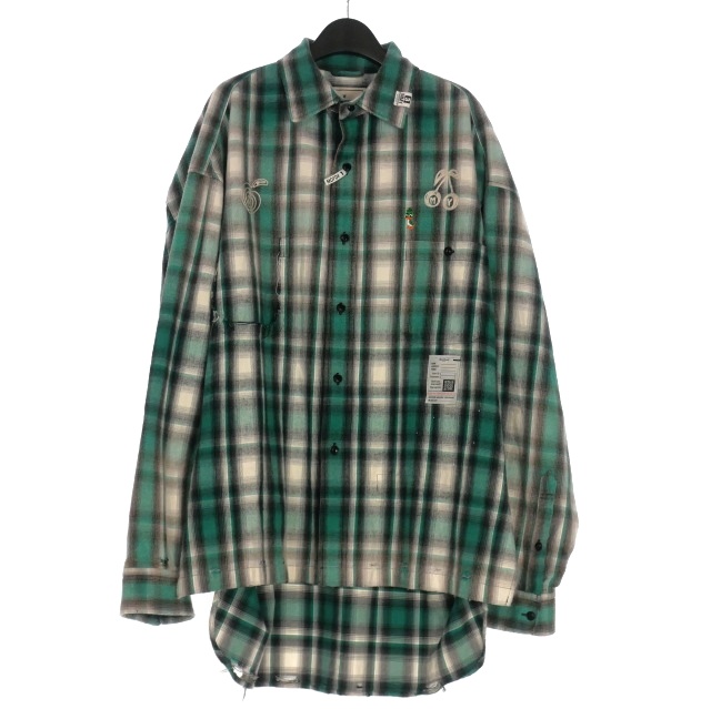 【中古】ミハラヤスヒロ MIHARA YASUHIRO 25AW Vintage Like Check Shirt  チェックシャツ 長袖 48 マルチカラー